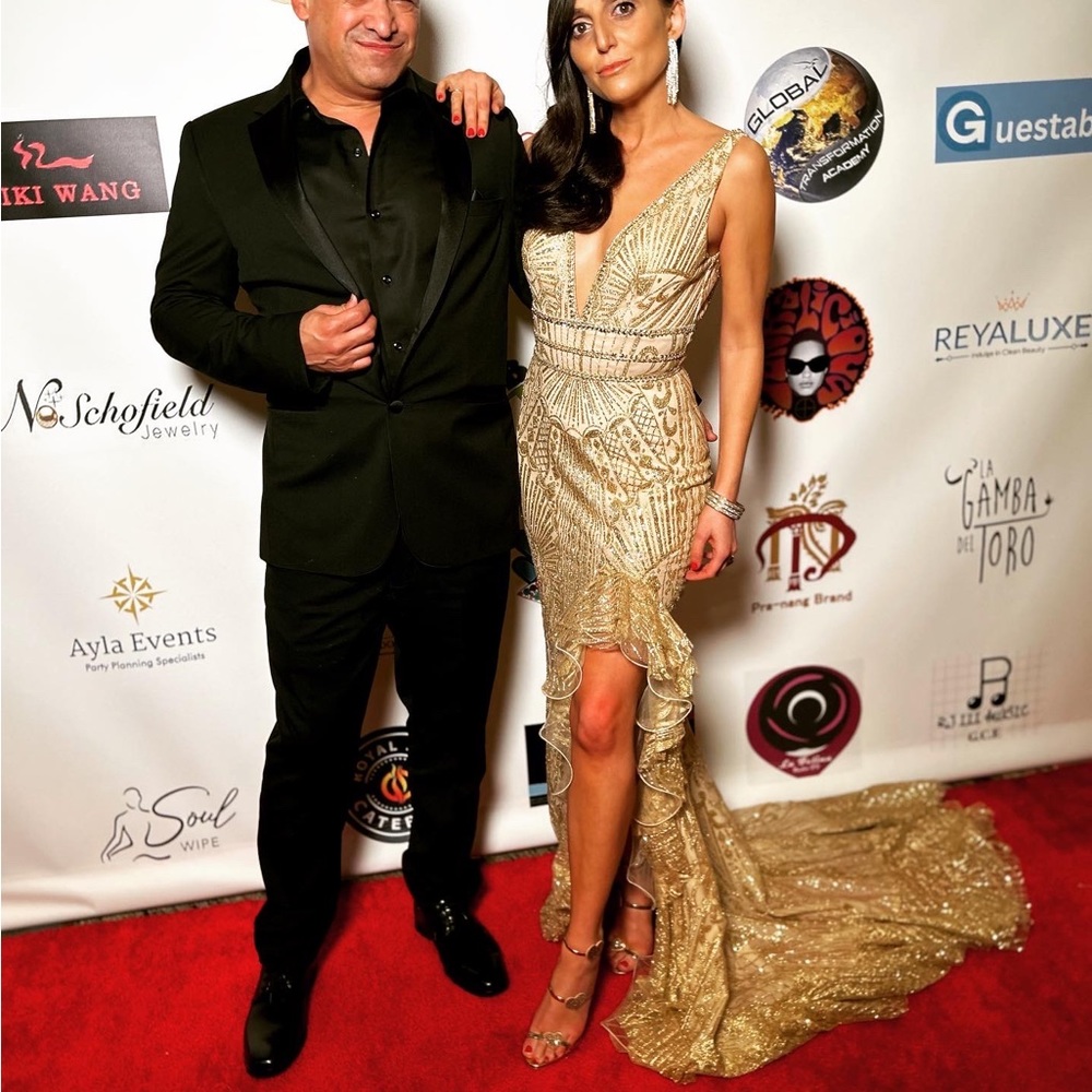 Rachel Allan GORGEOUS GOLD SEQUIN GOWN